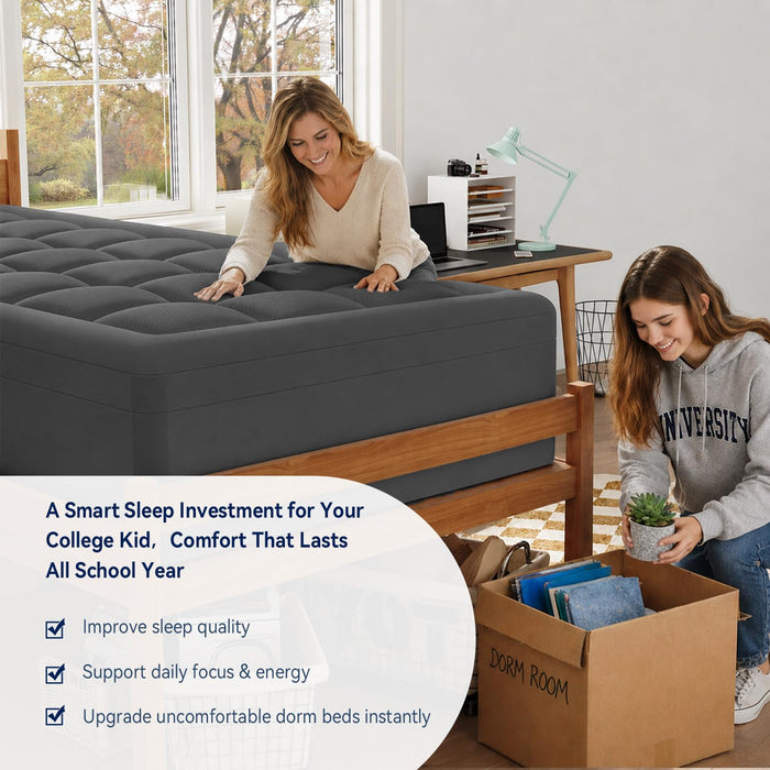 ELEMUSE Twin XL College Dorm Essentials 3 Inch Memory Foam Mattress Topper