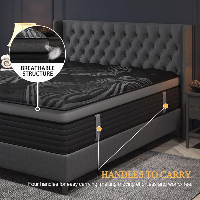 coletex Queen Mattress, 14 Inch Hybrid Mattresses, Medium-Firm Feel with Pocket Springs & Cooling Gel Memory Foam, CertiPUR-US Certified for Enhanced Support, Cooling & Motion Isolation