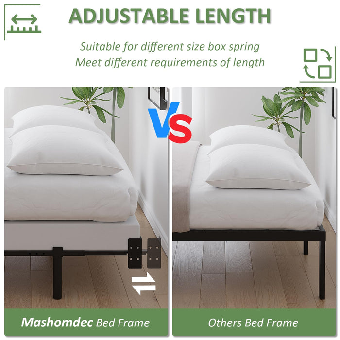 Mashomdec Twin Metal Bed Frame, 7 Inch Low Heavy Duty Platform Bed Frames Twin Size for Box Spring and Mattress, Easy Assembly, Noise-Free, Adjustable, Black