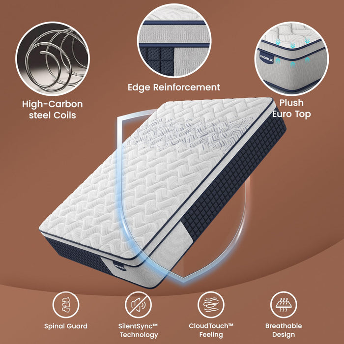 Extra Firm Twin Mattress 10 Inch Deep Sleep Hybrid Mattress Lumbar Support