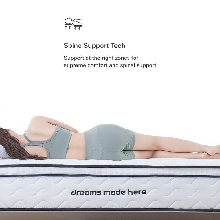 Plush Dream Full Mattress 12 Inch Hybrid Pocketed Springs - Mattress in a Box with Memory Foam, Soft Plush Feel, Motion Isolation, Multi-Zone Spinal Support