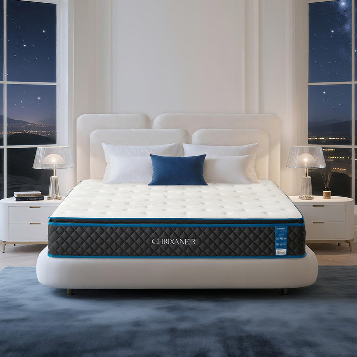 CHRIXANEIR Queen Mattress 12 Inch, Pillow Top Gel Memory Foam Hybrid Mattress with 7 Luxury Layers, Pressure Relief and Coils System for Back Pain & Proper Spinal Support, Medium Firm.