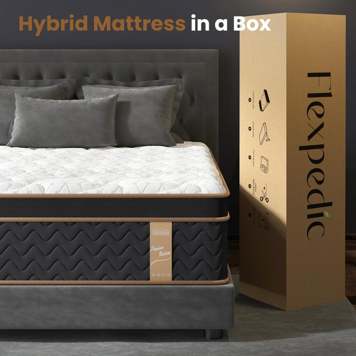 Queen Mattress 14 Inch, Cooling Hybrid Bed in a Box, Individual Pocket Springs, Motion Isolation, Targeted Hip/Shoulder/Lumbar Support, Fiberglass-Free, Ergonomic Zones, 365-Night Trial, CertiPUR-US