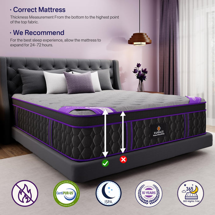 (Luxury Hotel) 16 Inch Queen Size Hybrid Mattress in a Box, Medium Firm