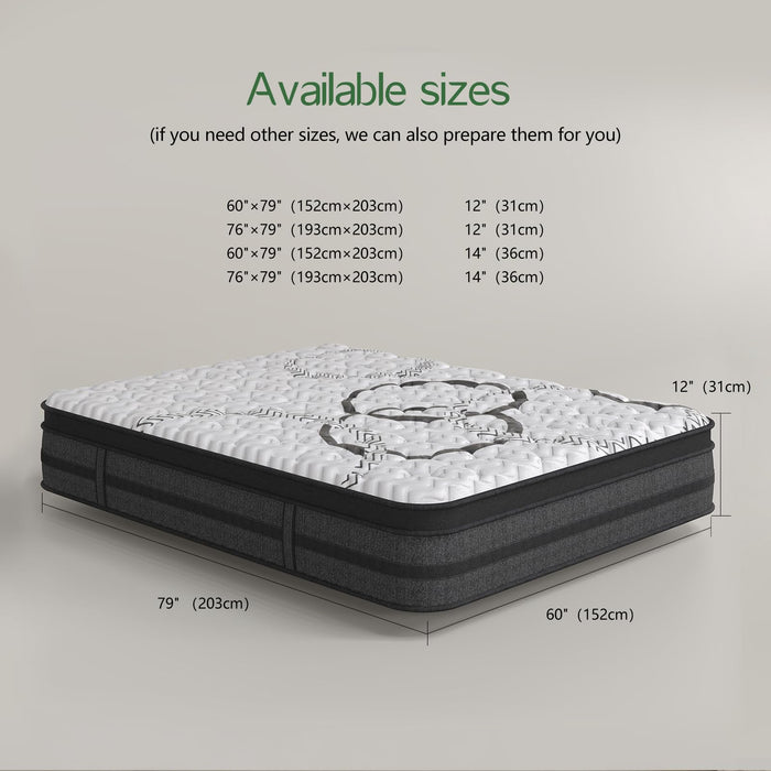 Luxysea Queen Mattress, 14 Inch Queen Size Mattresses in a Box, Memory Foam Hybrid Mattress, with Individual Pocket Spring for Motion Isolation & Silent Sleep, Pressure Relief, Plush Firmness