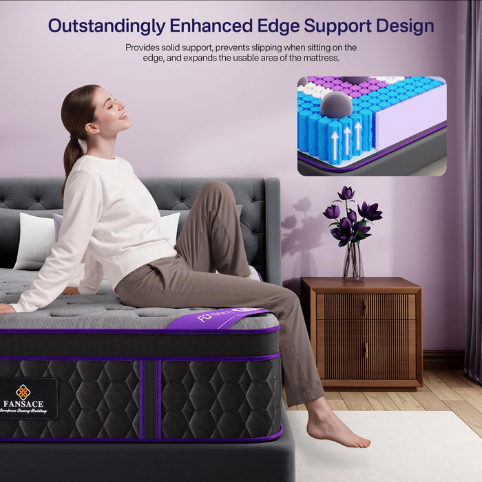 (Luxury Hotel) 16 Inch Queen Size Hybrid Mattress in a Box, Medium Firm
