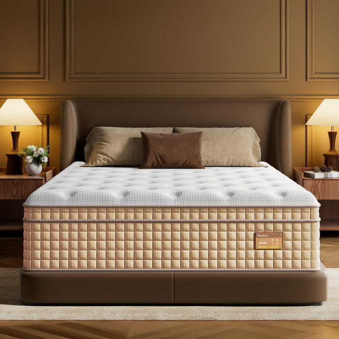 BedStory 14 inch Medium Firm King Mattress, Deep Sleep Hybrid Mattresses in a Box, Zoned Lumbar Support for & Back Pain Relief, Made in USA, CertiPUR-US Certified, 365 Night Trial, 10-Year