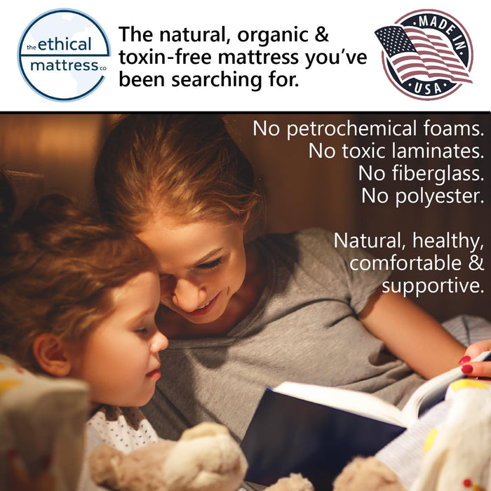 Ethical Mattress CO 10" Toxin-Free Hybrid Mattress, Made in The USA with Organic Cotton, Wool, Latex & Pocketed Coils (No Fiberglass or Polyfoams) Comfortable & Supportive Bed-in-Box - Twin Size