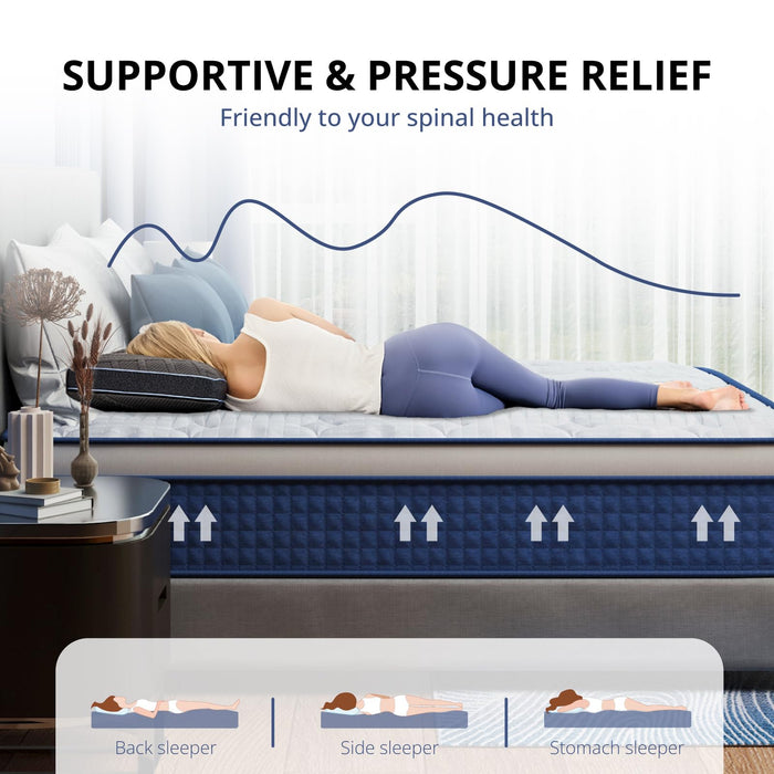 SynthoSpace Queen Mattress 12 Inch Hybrid Mattress in a Box, Medium Firmness, Foam and Individual Pocket Springs for Motion Isolation & Pressure Relief, CertiPUR-US Certified, 60" x 80"