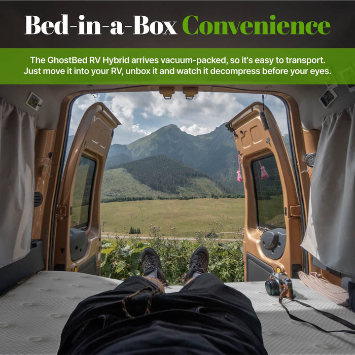 GhostBed 10" Short King RV Mattress - Memory Foam & Hybrid Coils, Medium Feel, Made in USA