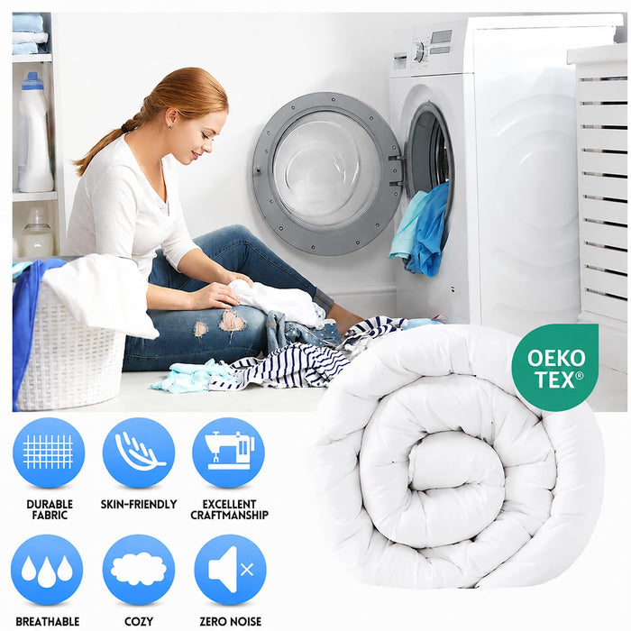 EASELAND Queen Size Down Alternative Comforter - Quilted Duvet Insert for All Seasons, Soft Lightweight with Corner Tabs, Summer Winter Warm Bedding, White 88×88 Inches