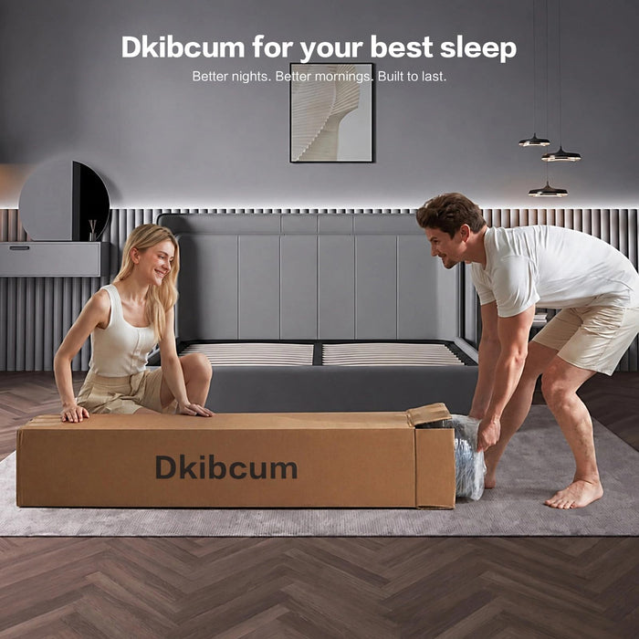 Dkibcum Queen Mattress 12 Inch, Cooling Hybrid Bed in a Box, 7-Zones Individual Pocket Spring, Mattress Queen for Back Pain Relief & Motion Isolation, Fiberglass-Free, CertiPUR-US, 365-Night Trial