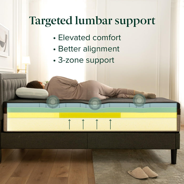Zinus Lumbar+ Premium 14 Inch Memory Foam Mattress, Lumbar Support, Targeted Pressure Relief, Cooling Gel and Green Tea, Cool-to-The-Touch Cover, Medium Firm Feel, CertiPUR US Certified, Queen