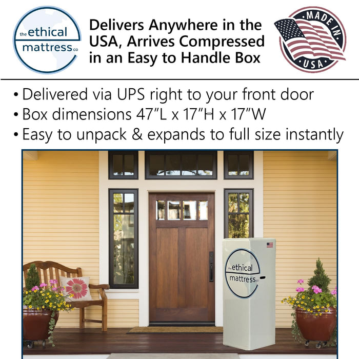 Ethical Mattress CO 10" Toxin-Free Hybrid Mattress, Made in The USA with Organic Cotton, Wool, Latex & Pocketed Coils (No Fiberglass or Polyfoams) Comfortable & Supportive Bed-in-Box - Twin Size