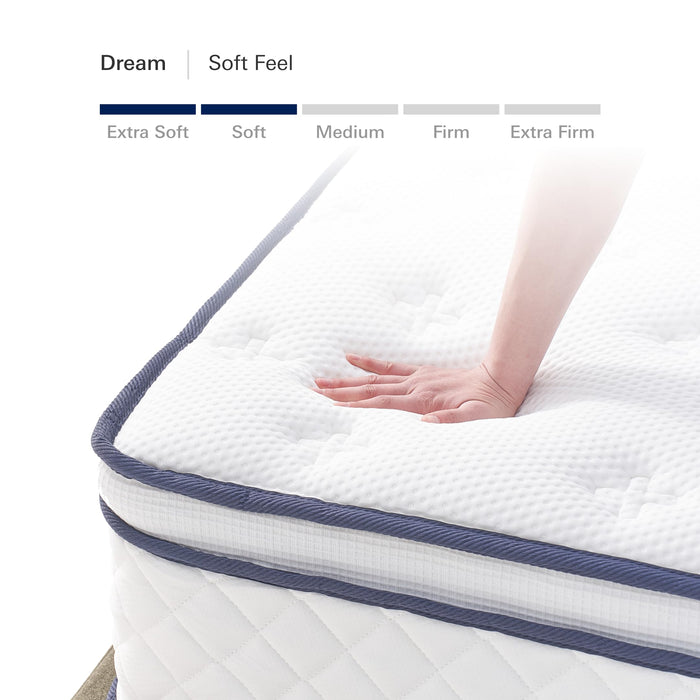 Plush Dream Full Mattress 12 Inch Hybrid Pocketed Springs - Mattress in a Box with Memory Foam, Soft Plush Feel, Motion Isolation, Multi-Zone Spinal Support