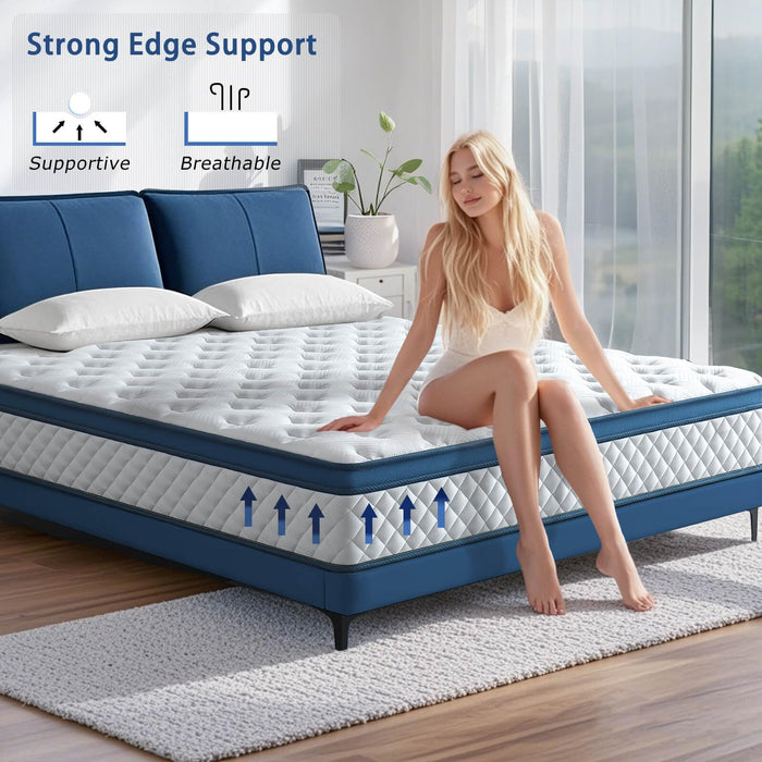 Laccard King Size Mattress, 14 Inch Medium Firm Hybrid King Bed Mattresses, Memory Foam Mattress in a Box for Pressure Relief, Individual Pocket Spring-Motion Isolation with Edge Support, CertiPUR-US