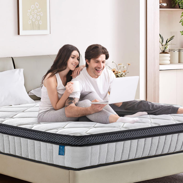 Caopu Queen Size Mattress 12 inch Mixed Mattress 80"*60"*12" Boxed Gel Memory Foam Mattress Individually Pocketed Springs Pressure Relief and Motion Isolation Mattress for Better Sleep Queen Mattress