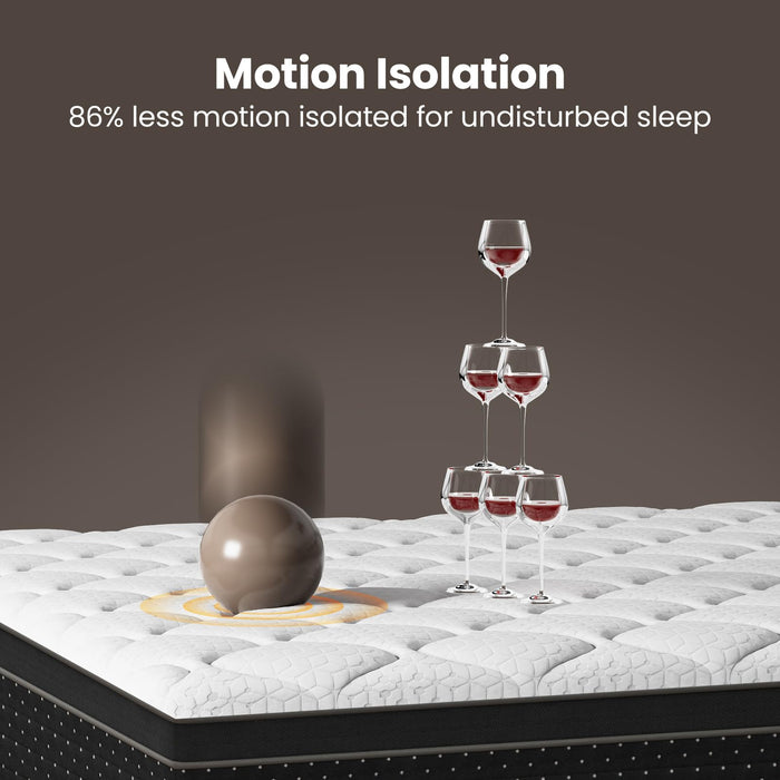 King Size Mattress 12 inch - Cooling Gel Premium Hybrid Mattress in a Box with Back & Lumbar Support, Pocket Spring Bed for Motion Isolation, 365 Night Trial CertiPUR-US Certified