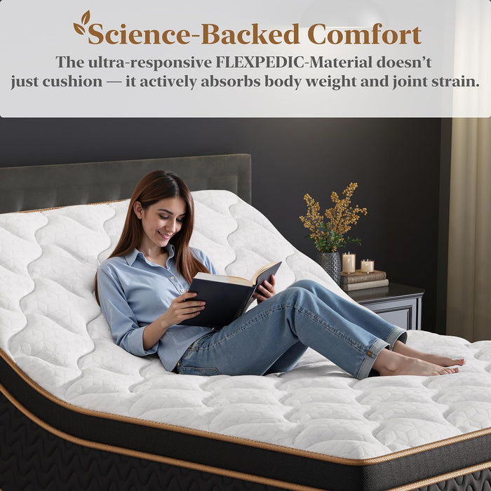 Queen Mattress 14 Inch, Cooling Hybrid Bed in a Box, Individual Pocket Springs, Motion Isolation, Targeted Hip/Shoulder/Lumbar Support, Fiberglass-Free, Ergonomic Zones, 365-Night Trial, CertiPUR-US
