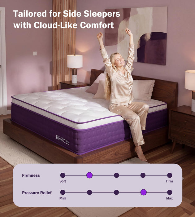 Queen Mattress 14 Inch Hybrid Mattress in a Box for Side Sleeper Soft Plush