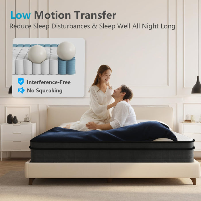 Crayan Queen Mattress, 12 Inch Hybrid Memory Foam Mattress in a Box with Individual Pocket Spring for Motion Isolation & Silent Sleep, CertiPUR-US