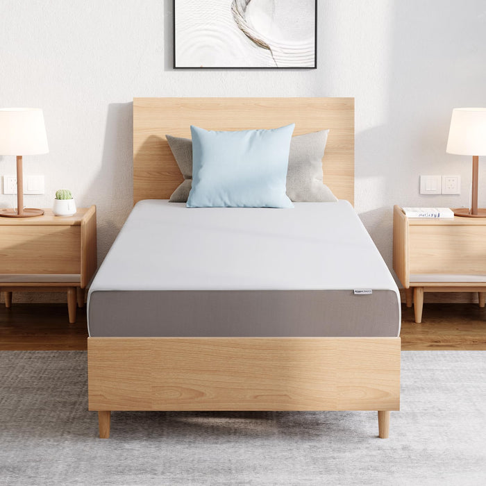 Amazon Basics Soft Plush Feel Memory Foam Mattress, Breathable, 8 Inch, Full, White/Grey