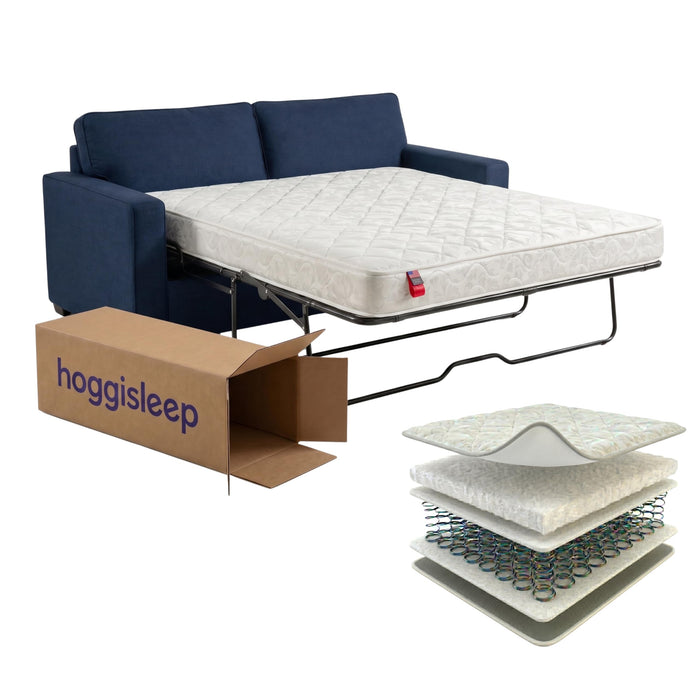 hoggisleep 60" x 72" Queen, 6 Inch Sleeper Sofa Bed Mattress - Innerspring, Medium Firm, Waterfall White Designer Jacquard Cover, Bed in a Box Mattress - Made in USA