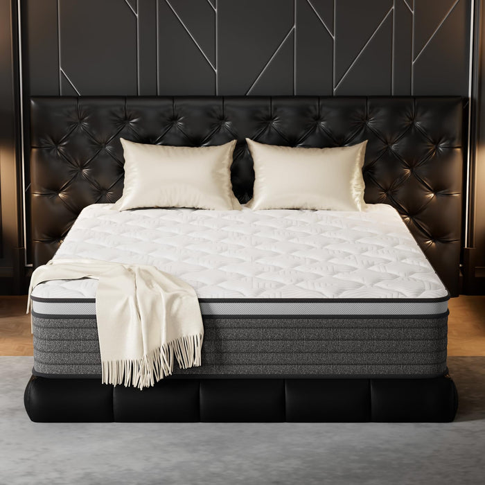 PUBPLON Queen Mattress 14 Inch Hybrid Queen Size-Gel Memory Foam Mattress in a Box, Individually Wrapped Pocket Spring, Pressure Relief Edge Support, Medium Firm