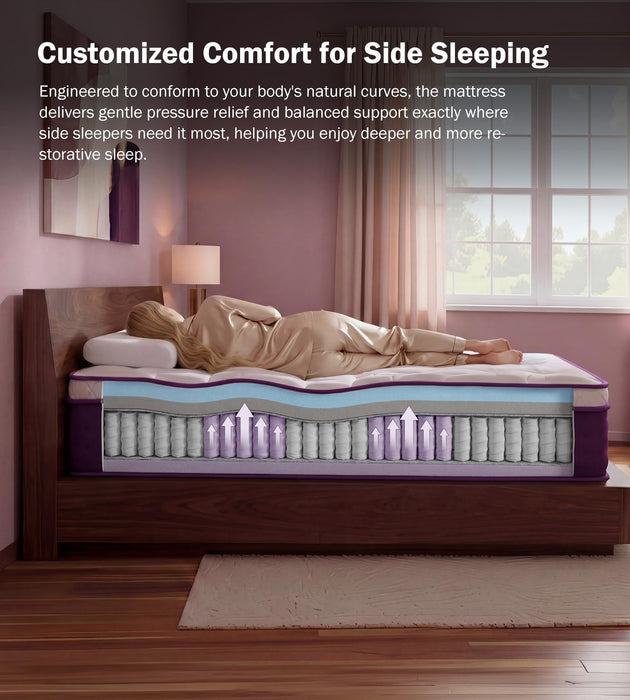 Queen Mattress 14 Inch Hybrid Mattress in a Box for Side Sleeper Soft Plush