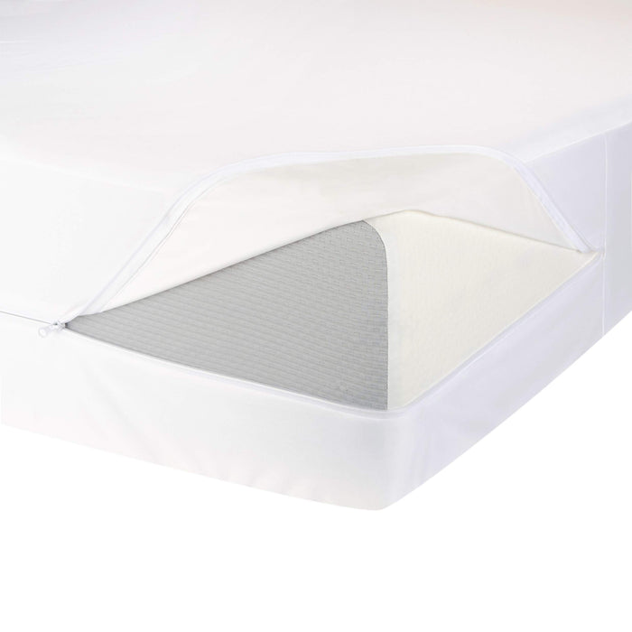Amazon Basics Waterproof Mattress and Box Spring Protector, Zipper Enclosed Cover to Protect Against Liquid Spills, 12â€œ to 18" Depth, Queen, White