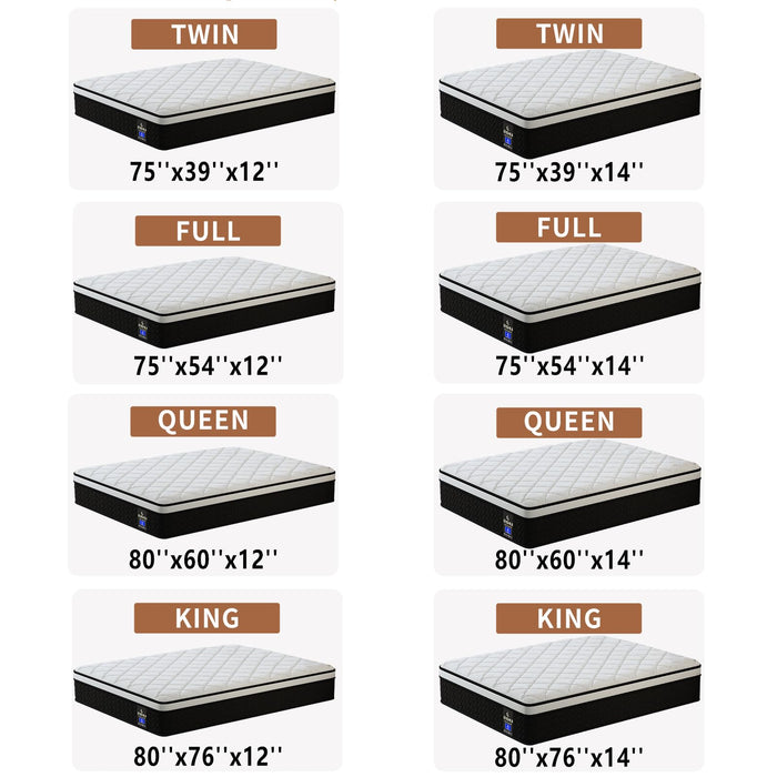 Twin 12-Inch Hybrid Mattress with Gel Memory Foam & Pocket Springs, Medium Firm, Breathable - Back Pain & Pressure Relief, Motion Isolation with Edge Support, CertiPUR-US Certified 100 Night Trial
