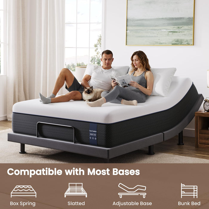 VISCOFLEX Queen Memory Foam Mattress 14 Inch - Extra Firm Mattress Queen Size for Back Pain Relief - Optimal Lumbar Support & Low Motion Transfer - CertiPUR-US Certified Non-Toxic Materials
