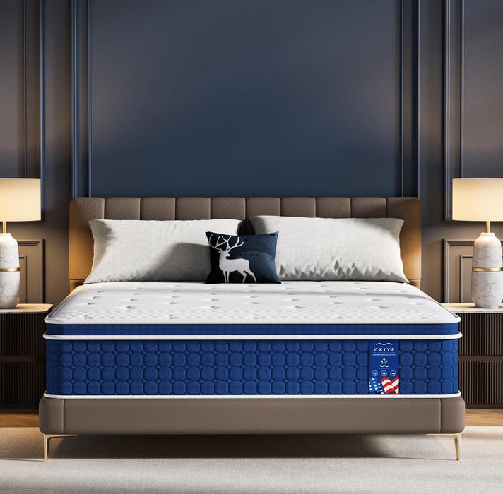 12 inch Queen Size Mattress 80"*60"*12" Hybrid Medium Firm Memory Foam in a Box with Pocket Springs CertiPUR US Extra Edge Support Anti-Sag Design Pressure Relief Queen Mattress