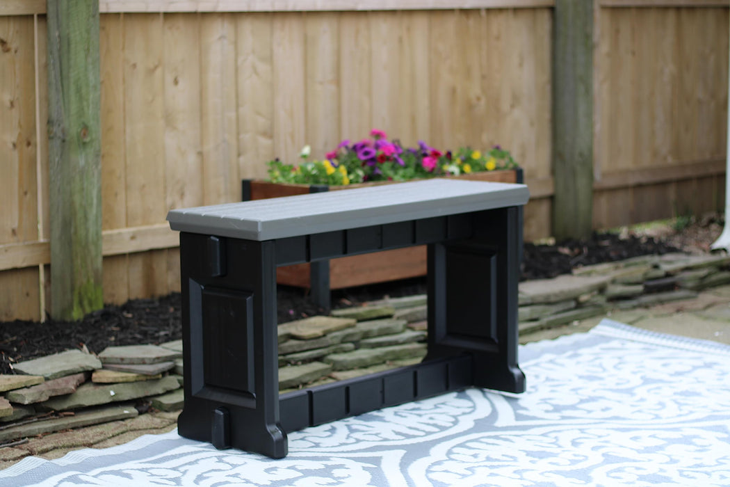 Leisure Accents Bench, Deep Grey Top with Black Sides, 1 Pack - Proudly Made in The USA, Click and Lock Hardware-Free Assembly, Durable and Stylish Outdoor Seating