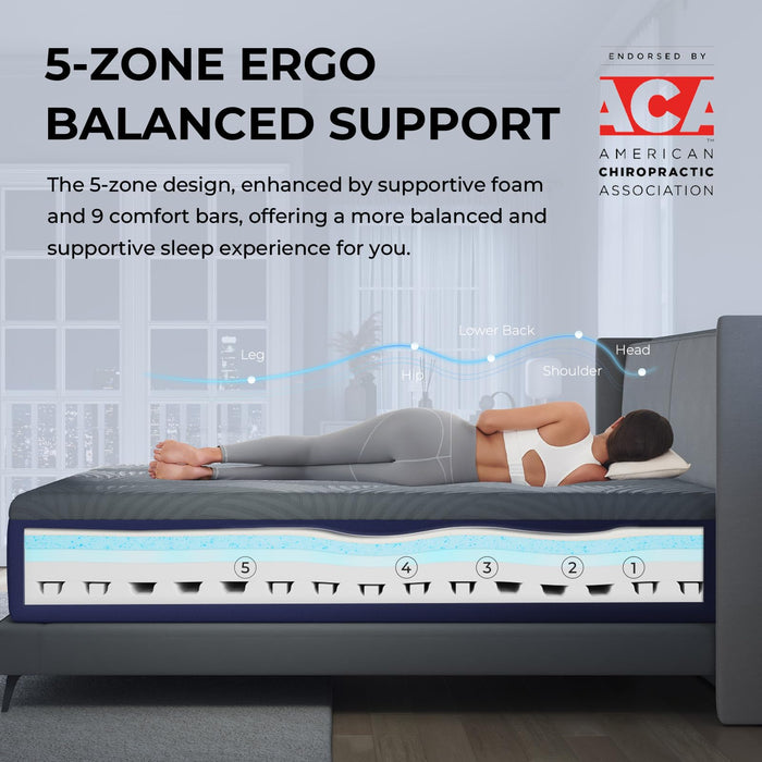 Sweetnight CoolNest 12 Inch King Mattress, Cooling King Size Memory Foam Mattress for Cool Night Sleep, 5-Zone Ergo Support for Pressure Relief, Medium, CertiPUR-US Certified