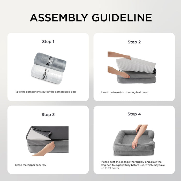 Bedsure Orthopedic Dog Beds Large Sized Dog - Washable Large Dogs Bed Waterproof, Big Comfort Dogs Couch Sofa with Washable Removable Cover, Supportive Foam Pet Bed with Nonskid Bottom