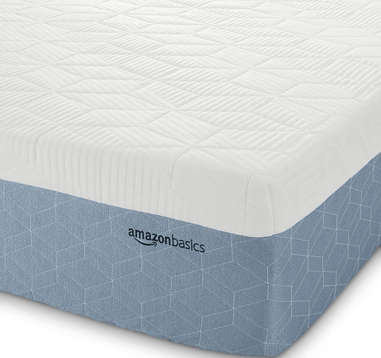Amazon Basics Memory Foam Mattress, Medium Firm, Cooling Gel, Queen Size Mattress, CertiPUR-US® Certified Foam, 80 x 60 x 12 inches, White/Gray