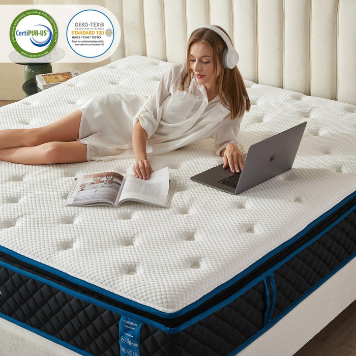 CHRIXANEIR Queen Mattress 12 Inch, Pillow Top Gel Memory Foam Hybrid Mattress with 7 Luxury Layers, Pressure Relief and Coils System for Back Pain & Proper Spinal Support, Medium Firm.