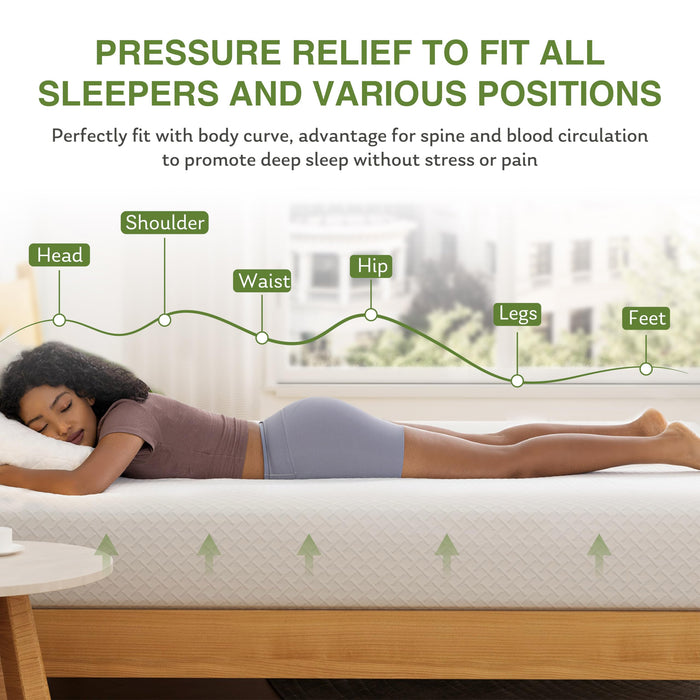EGOHOME 6 Inch Twin Mattress for Kids, Memory Foam Mattress with Cooling Green Tea Gel, Relieve Pressure with Medium Firm Support, CertiPUR-US Certified, 75''L x 38''W, White