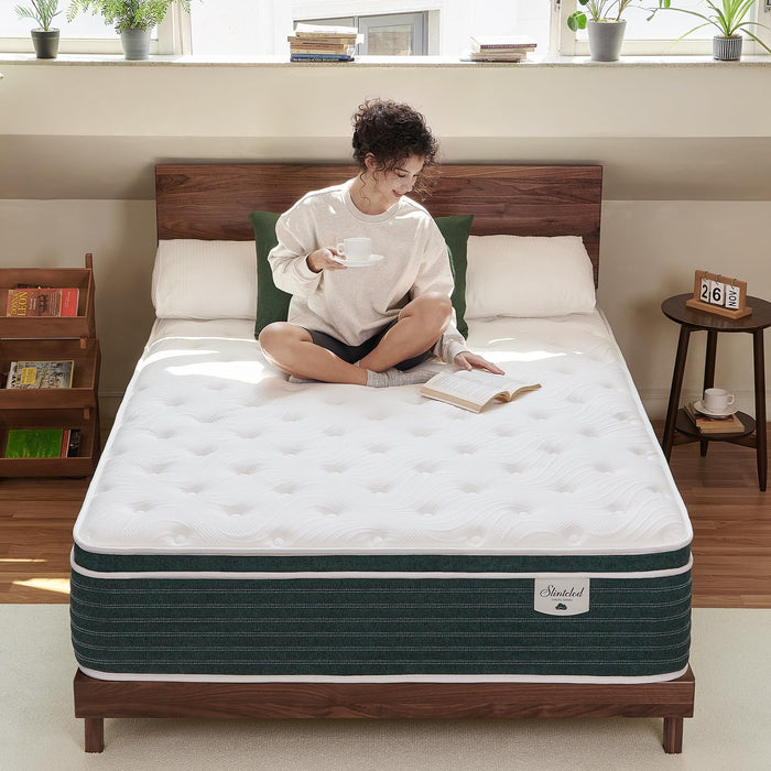 Slintclod Hybrid 14 Inch Queen Mattress- Medium Plush- Contouring Gel Memory Foam & Innerspring Coils - Cooling Upgrade- CertiPUR-US Certified - Pressure Relief Layers- No Fiberglass- Forever Warranty