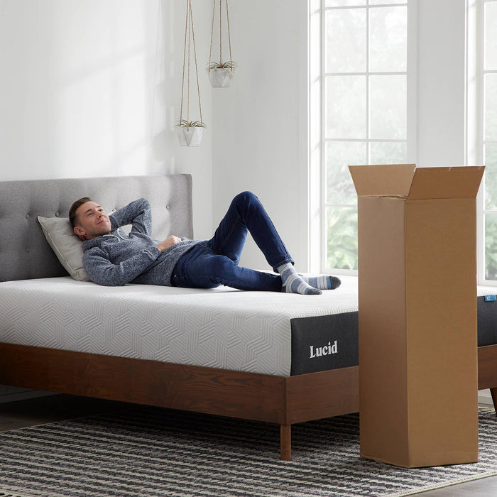 Lucid 12 Inch Memory Foam Mattress - Medium Plush Feel - Infused with Refreshing Bamboo Charcoal and Cooling Gel - Bed in a Box - Temperature Regulating - Pressure Relief - Breathable - Queen Size
