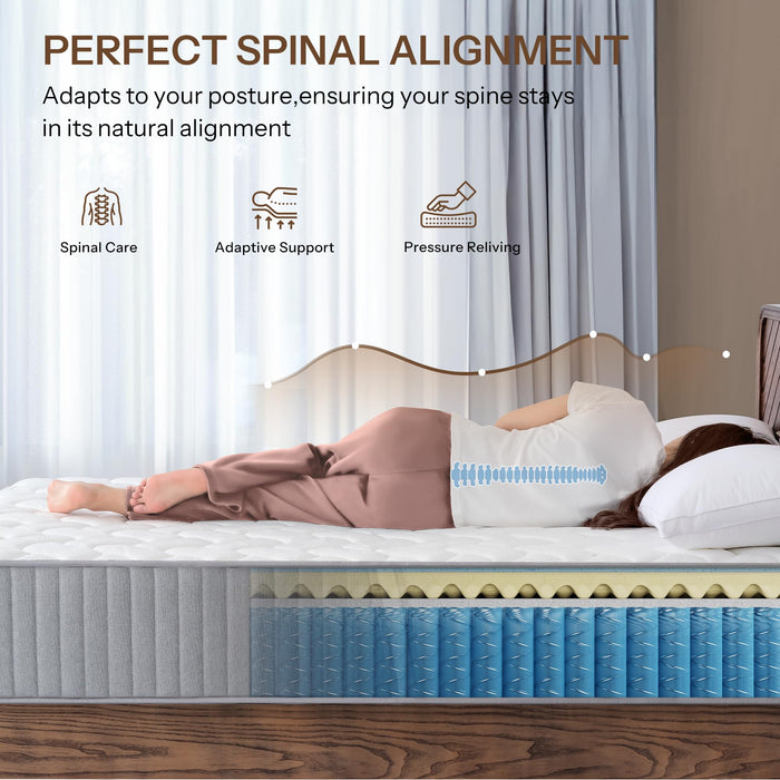 Hybrid Queen Mattress 12 Inch, Made in USA Queen Size Mattresses in a Box, Cooling Gel Memory Foam Colchones with Pocket Coils, Motion Isolation, Pressure Relief, Medium Bed Mattresses, CertiPUR-US