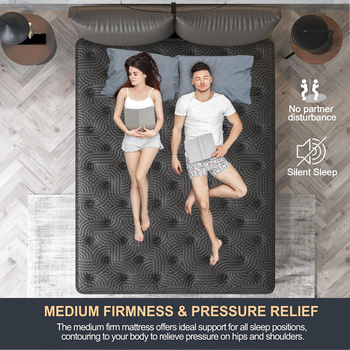 VISCOUNTESS Full Size Mattress, 12 Inch Hybrid Mattresses with Durable Support, Motion Isolation & Individually Poctet, 100 Night Trial, Pressure Relief for Silent Sleep