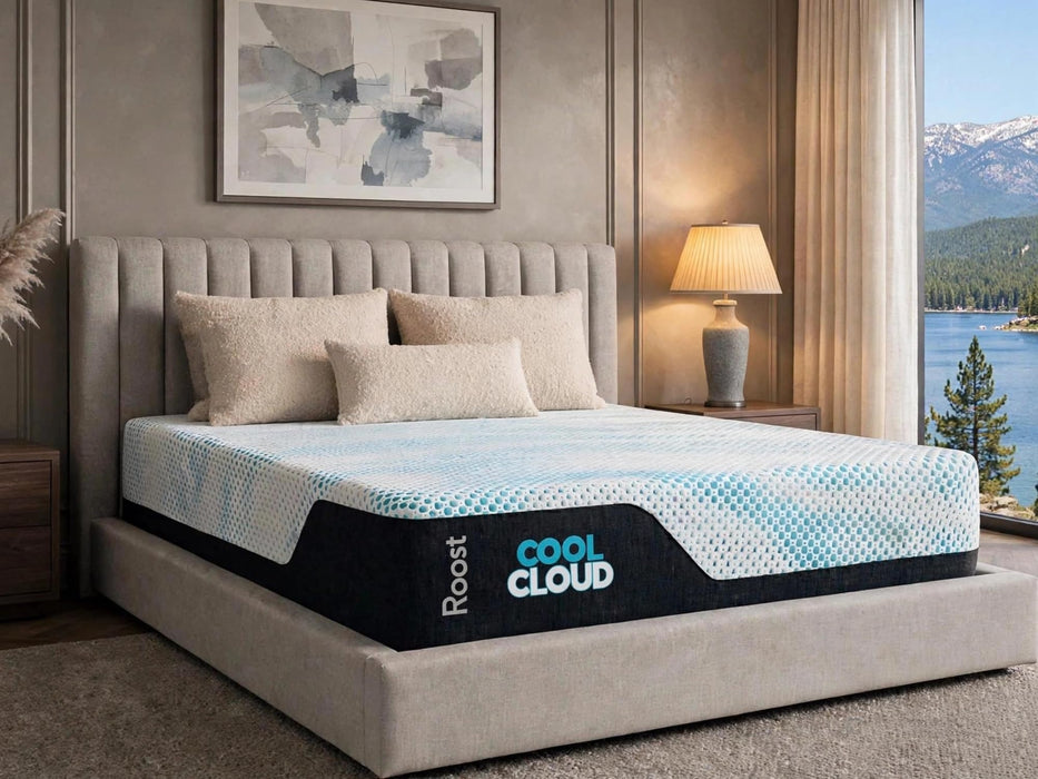 ROOST SLEEP Cool Cloud 12-Inch Queen Mattress, Gel Memory Foam for Back Pain Relief & Cool Sleep, Medium Plush, CertiPUR-US Certified, Made in USA, Bed in a Box