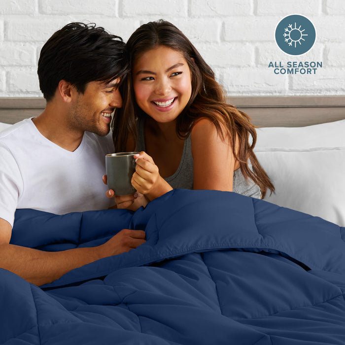 Bare Home Duvet Insert Comforter - Twin/Twin Extra Long - 8 Duvet Loops - Goose Down Alternative - Ultra-Soft - Premium 1800 Series - All Season Warmth - Bedding Comforter (Twin/Twin XL, Dark Blue)