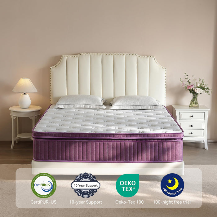 BedsPick Full Size Mattress, 12 inch Hybrid Mattress in a Box Pillow Top with Gel Memory Foam and Pocketed Coils for Lumbar Support, Spinal Pressure Relief, Medium Firm, CertiPUR-US Certified