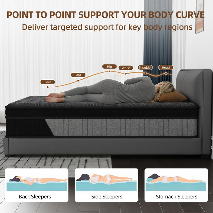 14 Inch Hybrid Mattress -Queen Memory Foam & Individual Pocket Springs - Medium Firm Hybird Mattress for Motion Isolation & Pressure Relief - Cool Gel Infused for Hot Sleepers