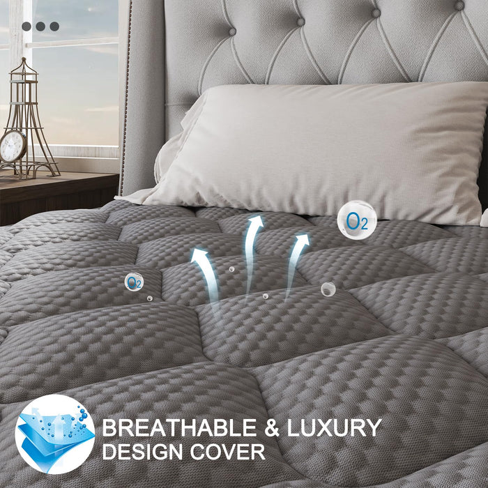 VISCOUNTESS Queen Mattress, 14 Inch Hybrid Mattresses Grey Euro Top Medium Firm for Back & Lumbar Support, 100 Night Trial, Individual Pocket Spring Bed for Motion Isolation & Pressure Relief