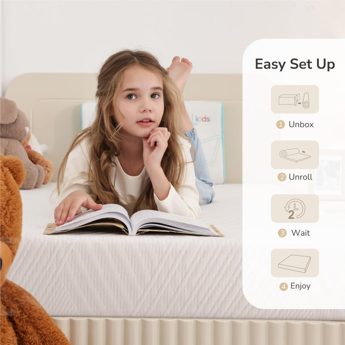 MLILY 8 Inch Twin Mattress for Kids Green Tea Memory Foam Medium Firm