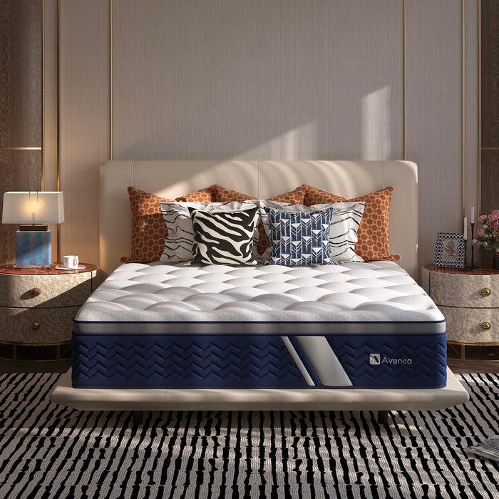 Avenco Queen Size Mattress 10 Inch, Hybrid Queen Mattress in a Box, Fiberglass-Free Pocket Spring & Gel Memory Foam, Cooling Pressure Relief, Edge Support, Medium Firm, CertiPUR-US